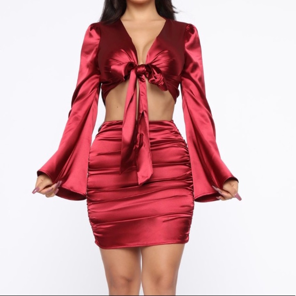 Wine Colored Skirt Set